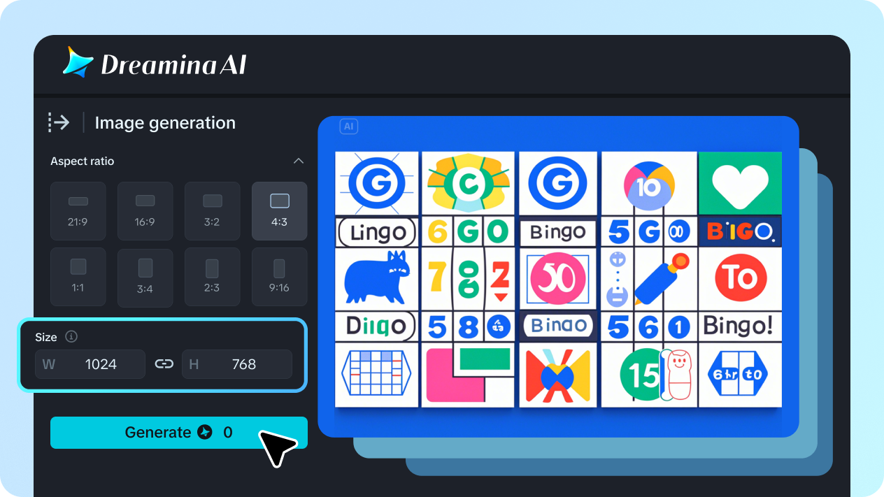 Create the target size bingo card as needed